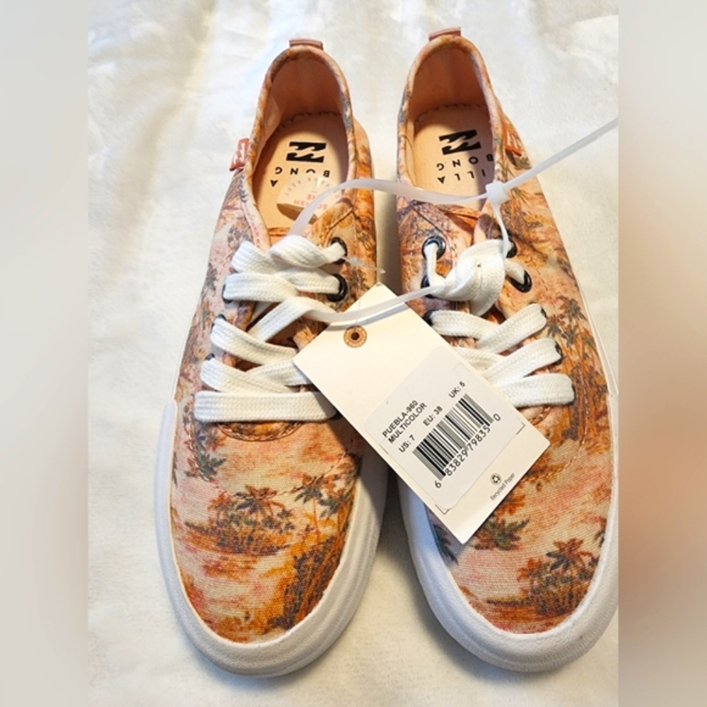 Billabong Floral Canvas Sneakers with White Laces